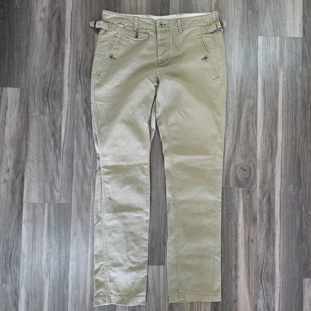 Ralph Lauren Khaki Twill Utility Pants Side Cinch Buckle Cotton Trousers Size 4